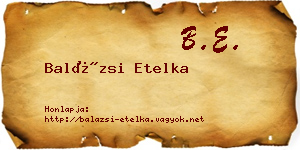 Balázsi Etelka névjegykártya